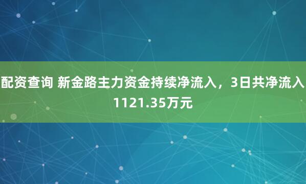 配资查询 新金路主力资金持续净流入，3日共净流入1121.35万元