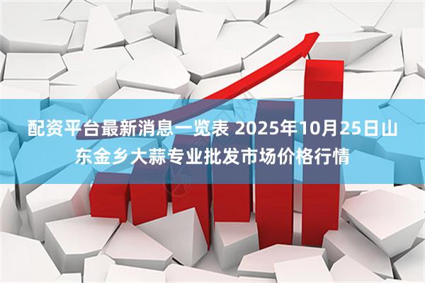 配资平台最新消息一览表 2025年10月25日山东金乡大蒜专业批发市场价格行情