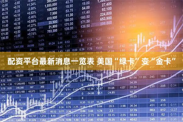 配资平台最新消息一览表 美国“绿卡”变“金卡”